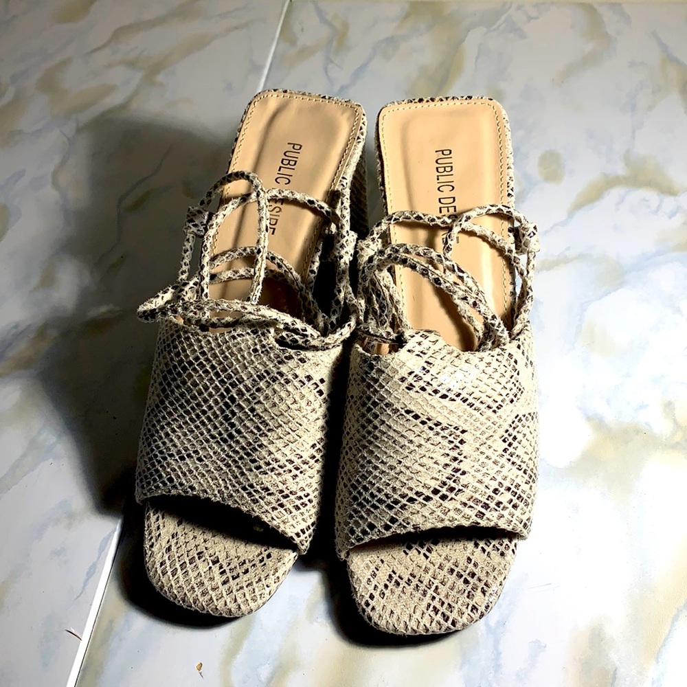 Public Desire animal print tie up sandal
